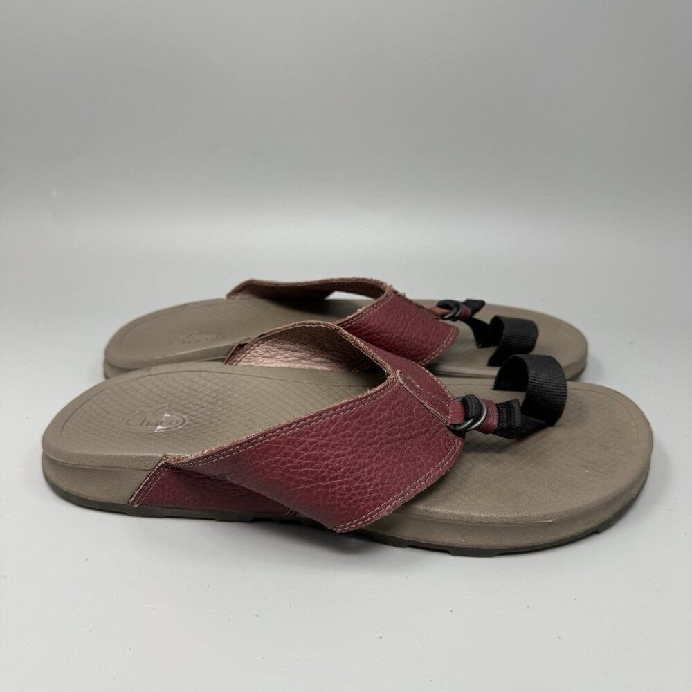 Chaco Mens Playa Pro Thong Loop Sandals Size 9 Cranberry Leather J106615